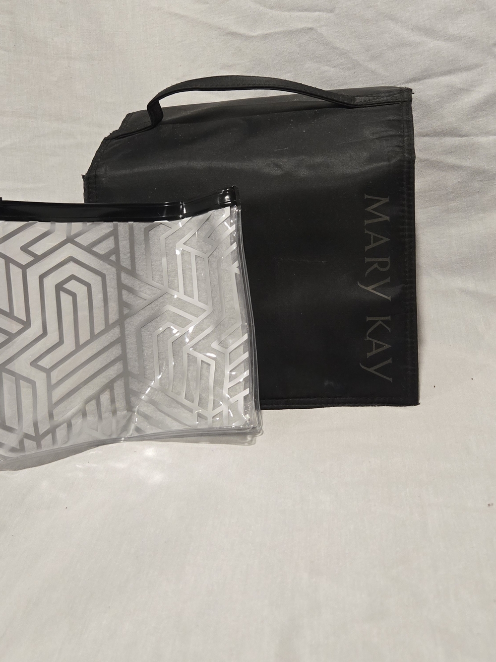 Mary Kay Black Travel Pouch with Clear Geometric Cosmetic Bag